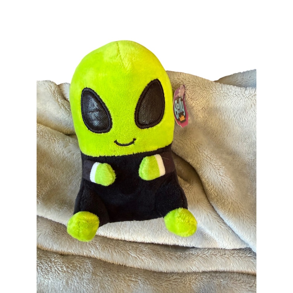 Vintage Nanco Belly Buddies Green Alien Plush‎ Martian Black Silver Uniform NWT